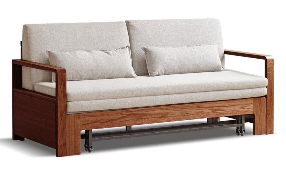 Oak, Ash Solid Wood Sofa Bed Modern Multifunctional.