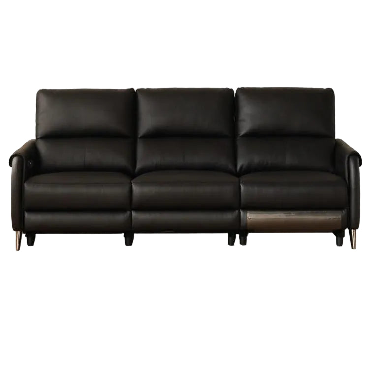 Genuine leather zero-wall electric recliner sofa with high backrest, deep cushioned seats