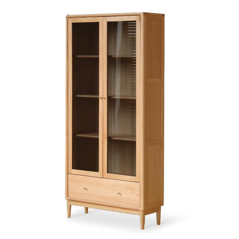 Oak Solid Wood Modern Glass Door Bookcase