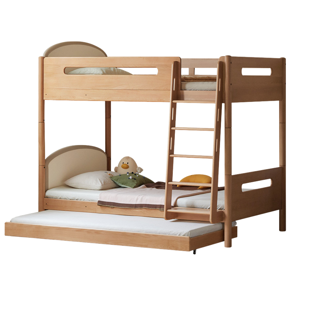 Beech Solid Wood Compact Bunk Bed, Suitable for Adults and Children
