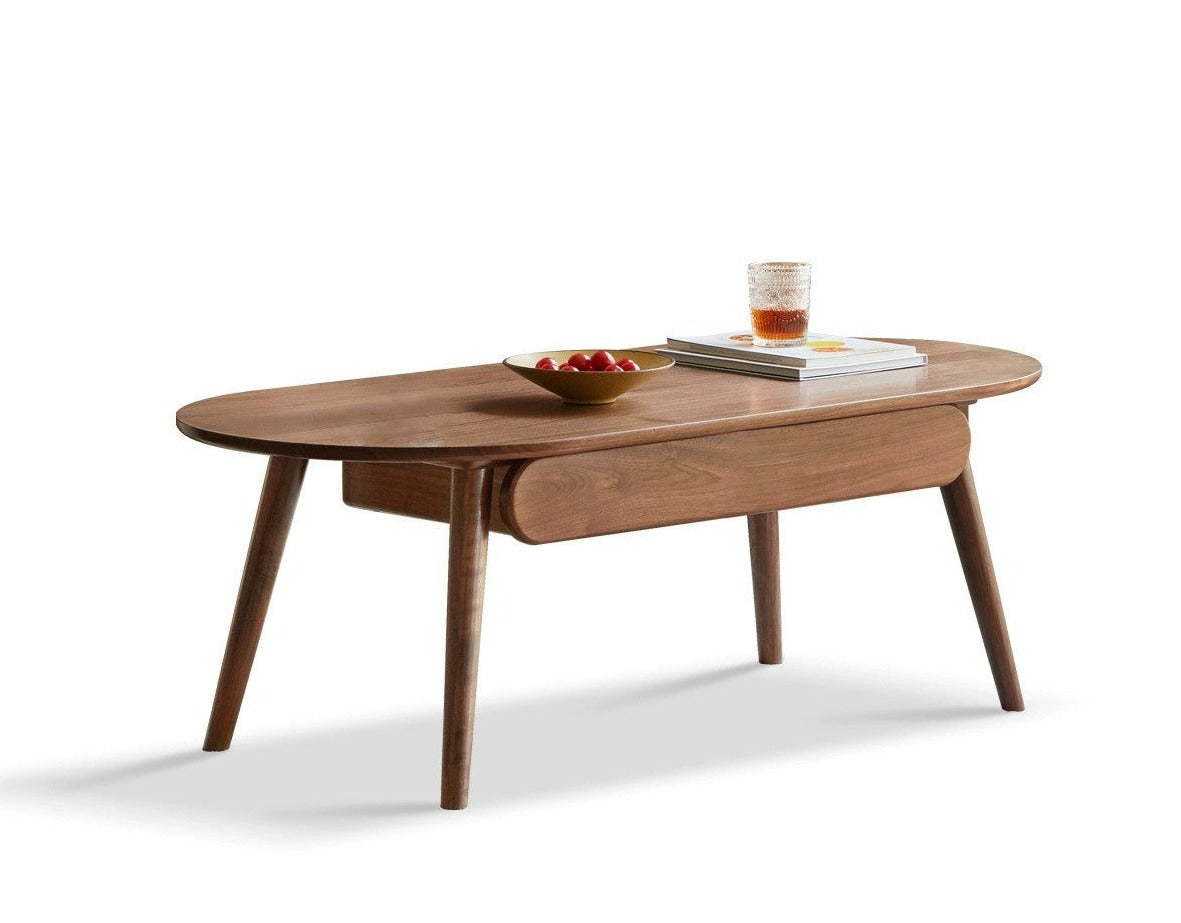 Black walnut solid wood capsule coffee table"