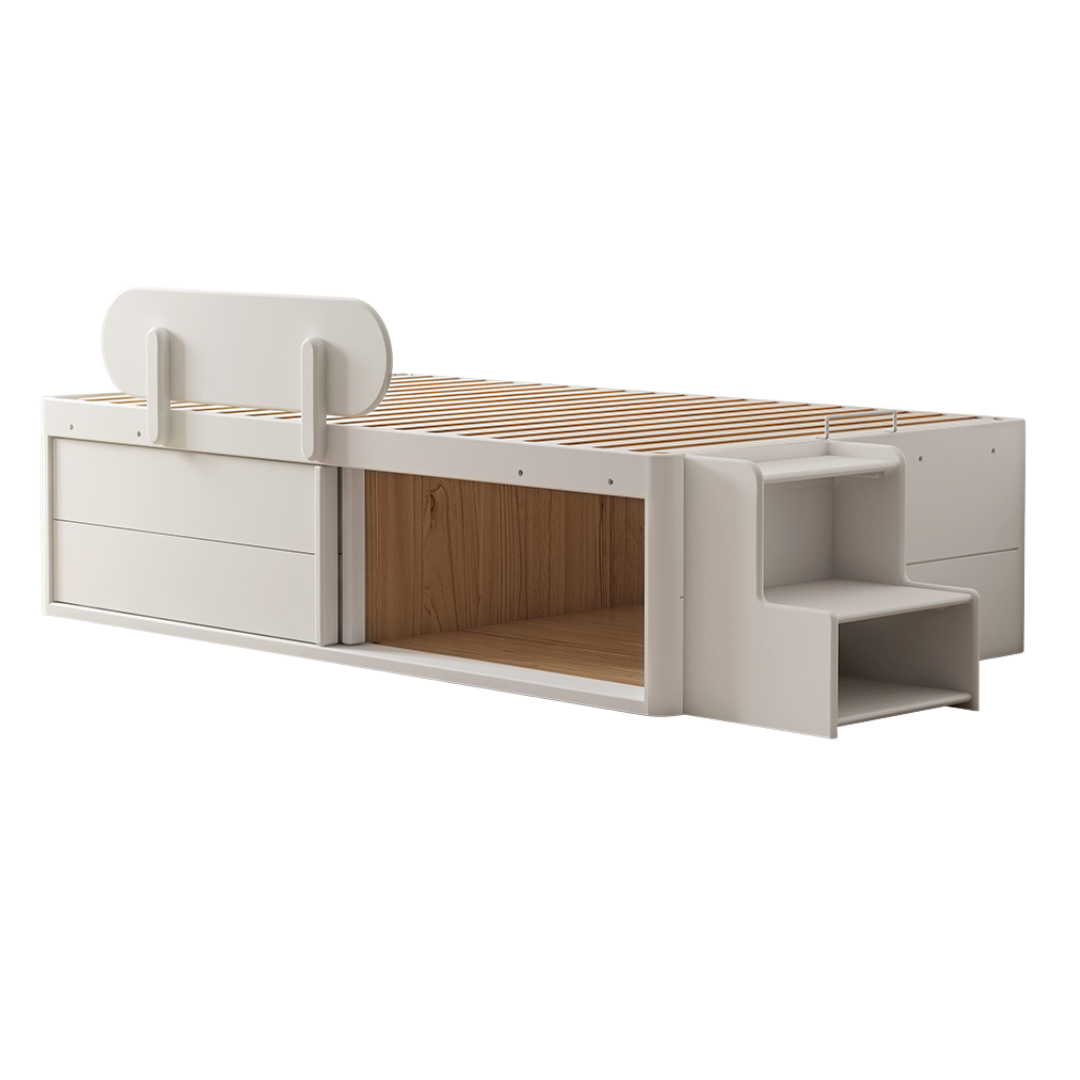 Rubberwood Solid Wood Children's White Storage Box Bed