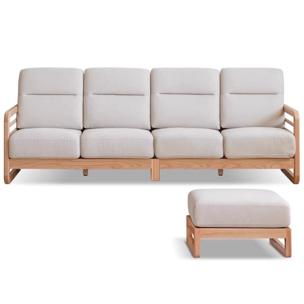 Oak Wood Fabric Sofa String-style Bbackrest.