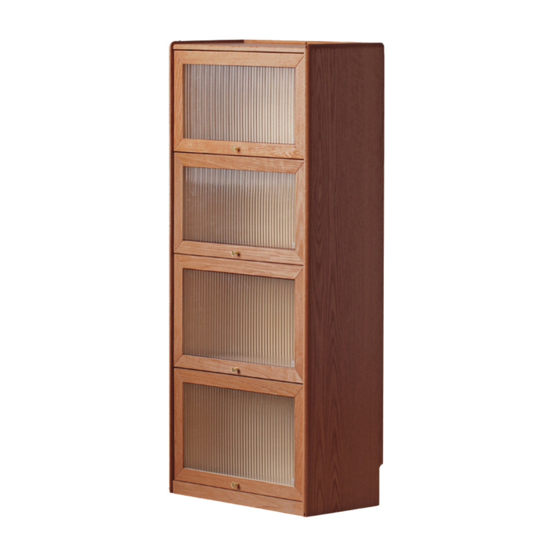 Oak Solid Wood Flip-Up Door Bookcase Combination Cabine