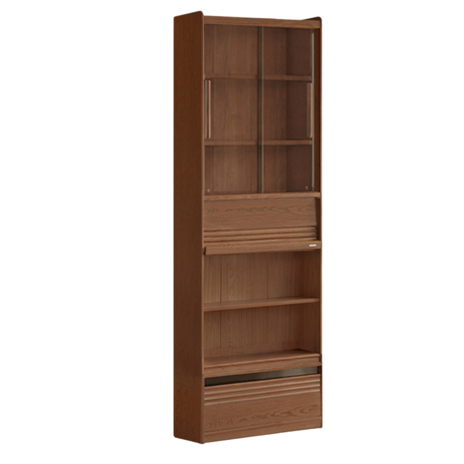 Black Walnut, Sandalwood, Oak, Ash Solid Wood Combination Bookcase with Floor Display and Luxury Storage