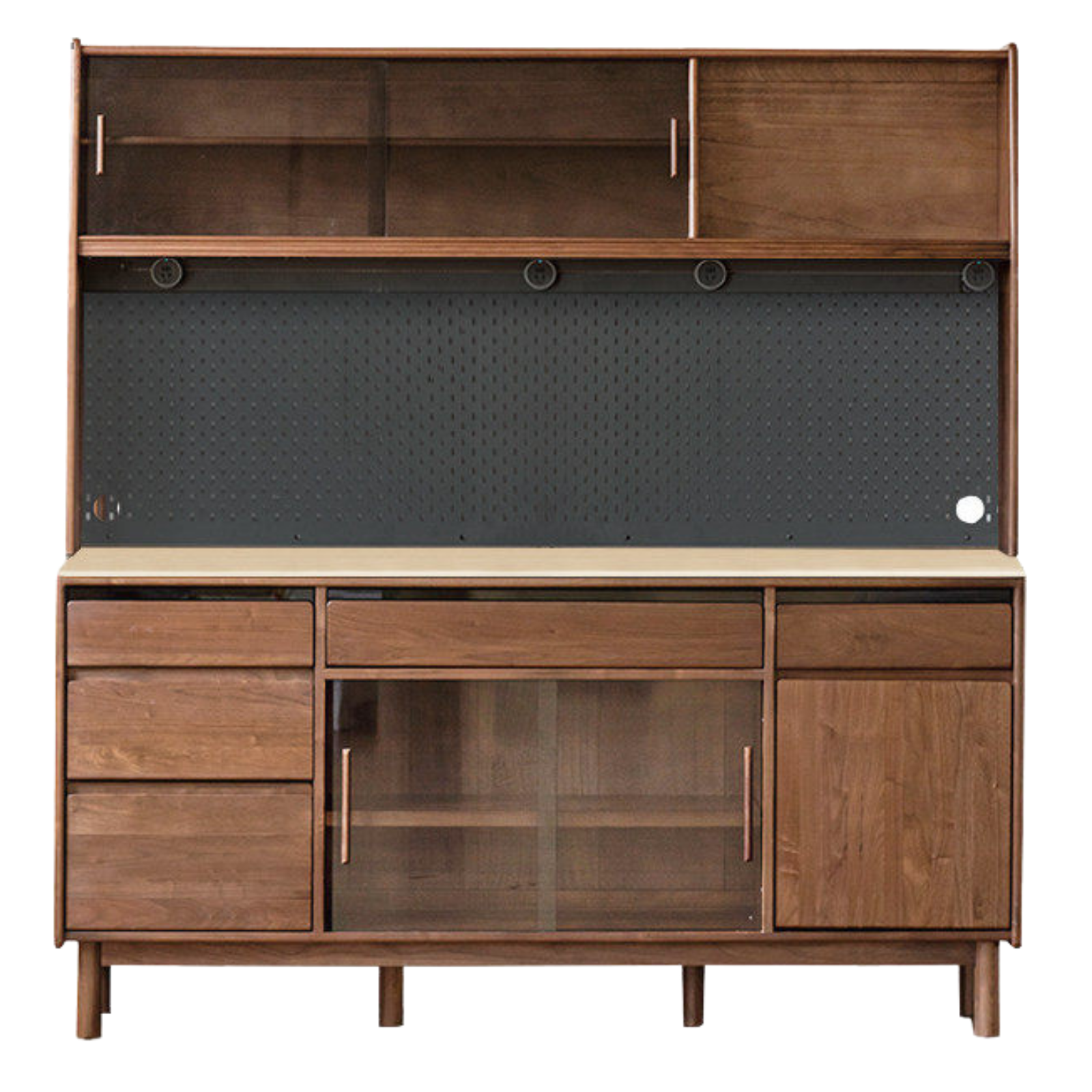 Black Walnut, Sandalwood Solid Wood Light Luxury Rock Plate Sideboard