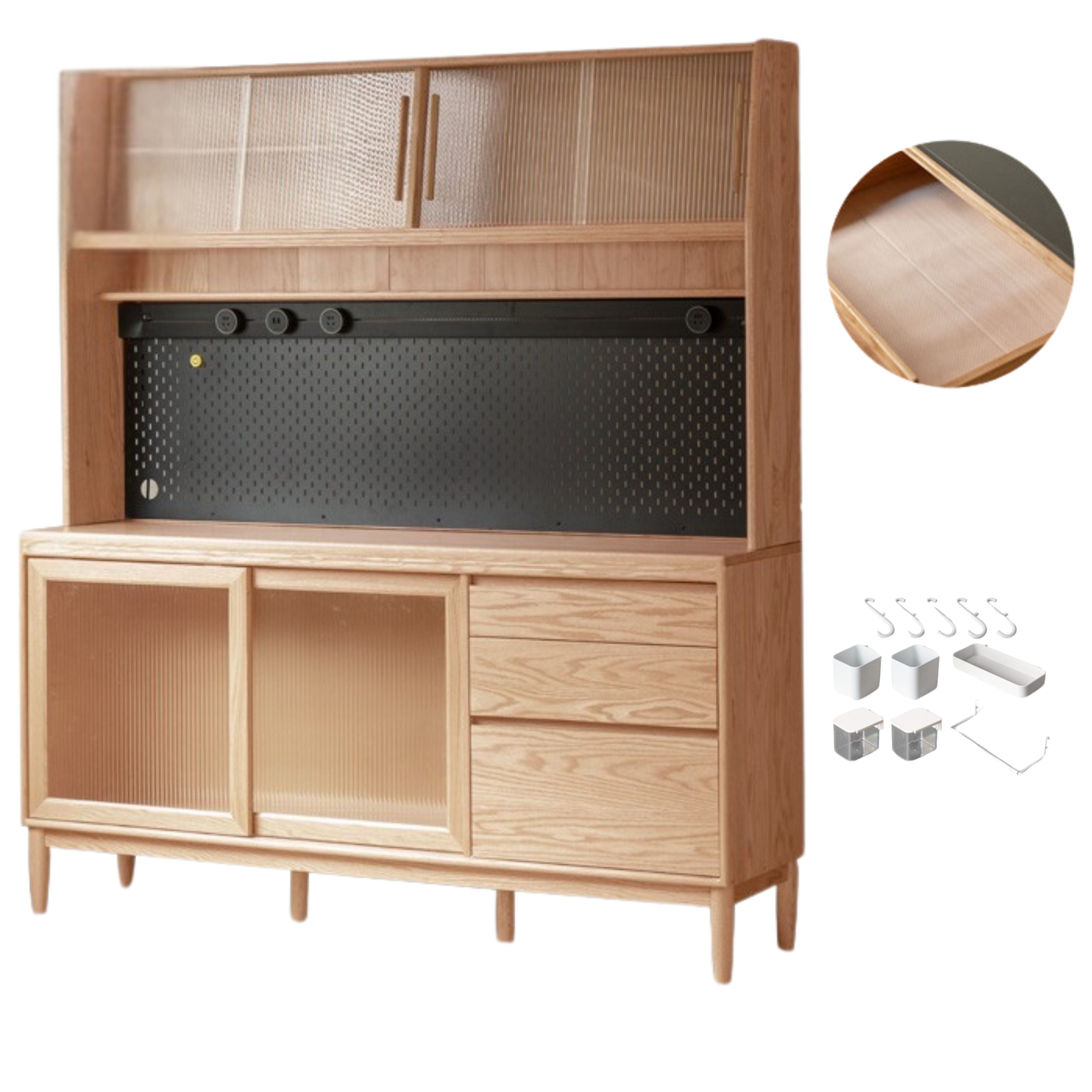 Oak, Ash Solid Wood Large Capacity Storage Sideboard