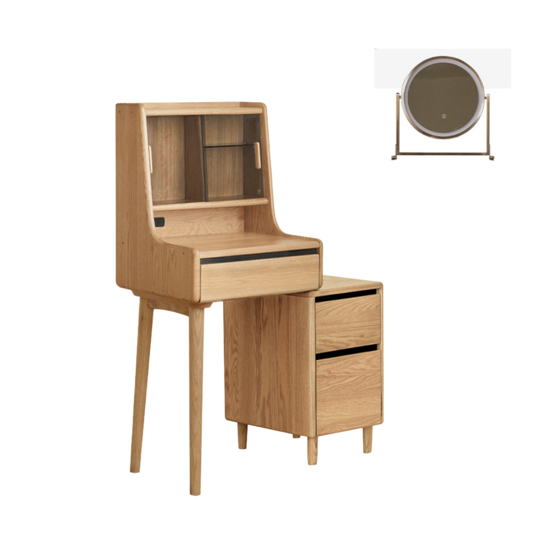 Ash Solid Wood Lighted Dressing Table