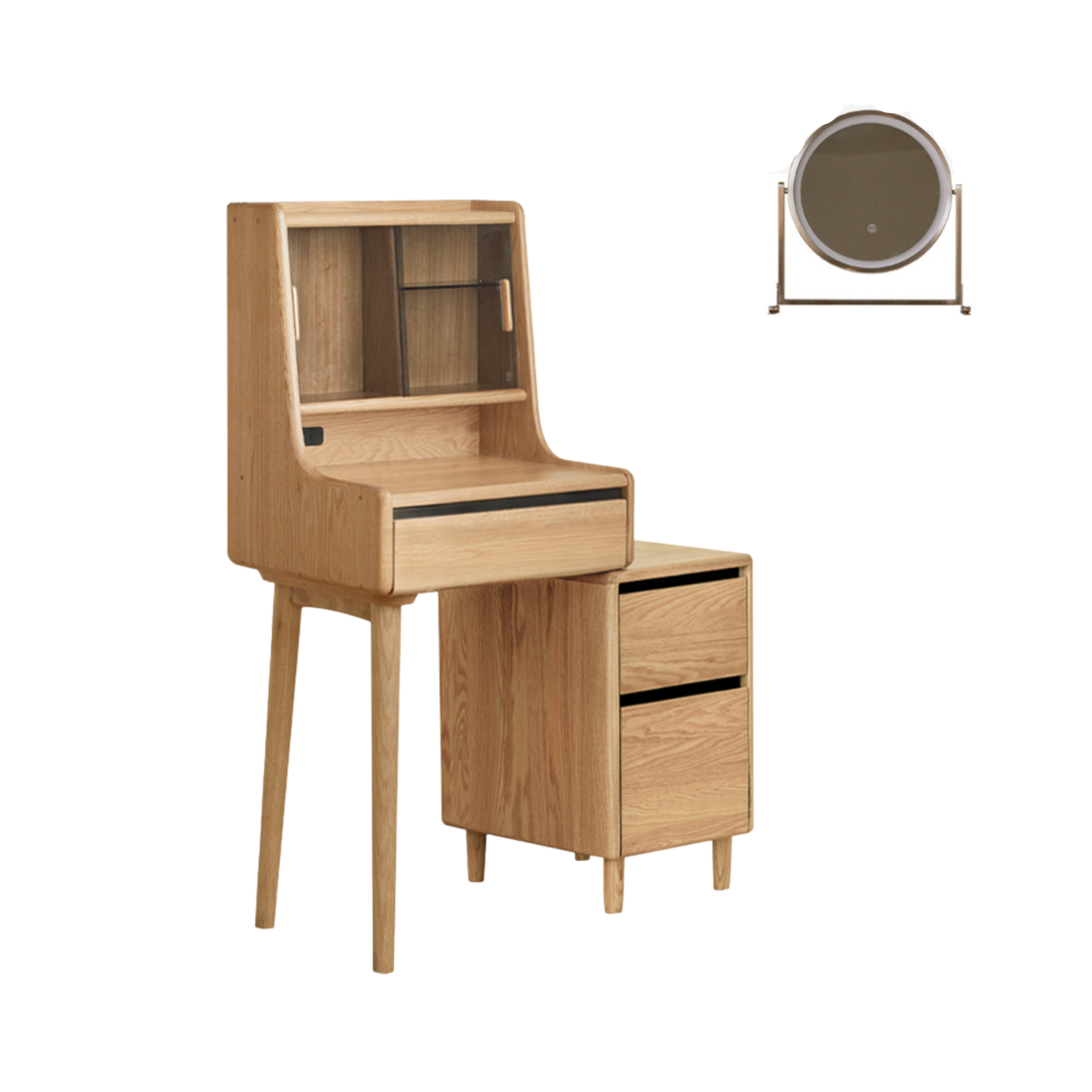 Ash Solid Wood Lighted Vanity Table.