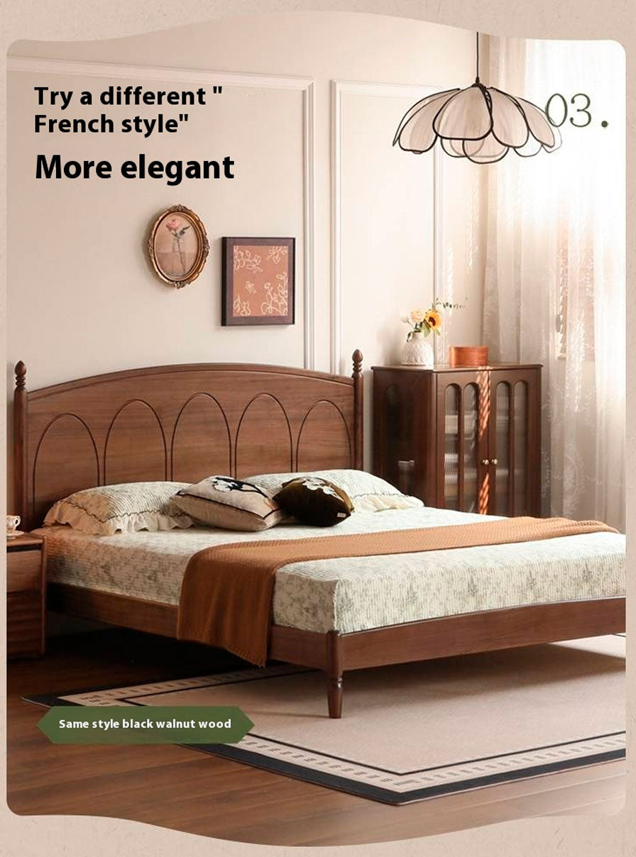 Poplar Solid Wood French Retro Bed