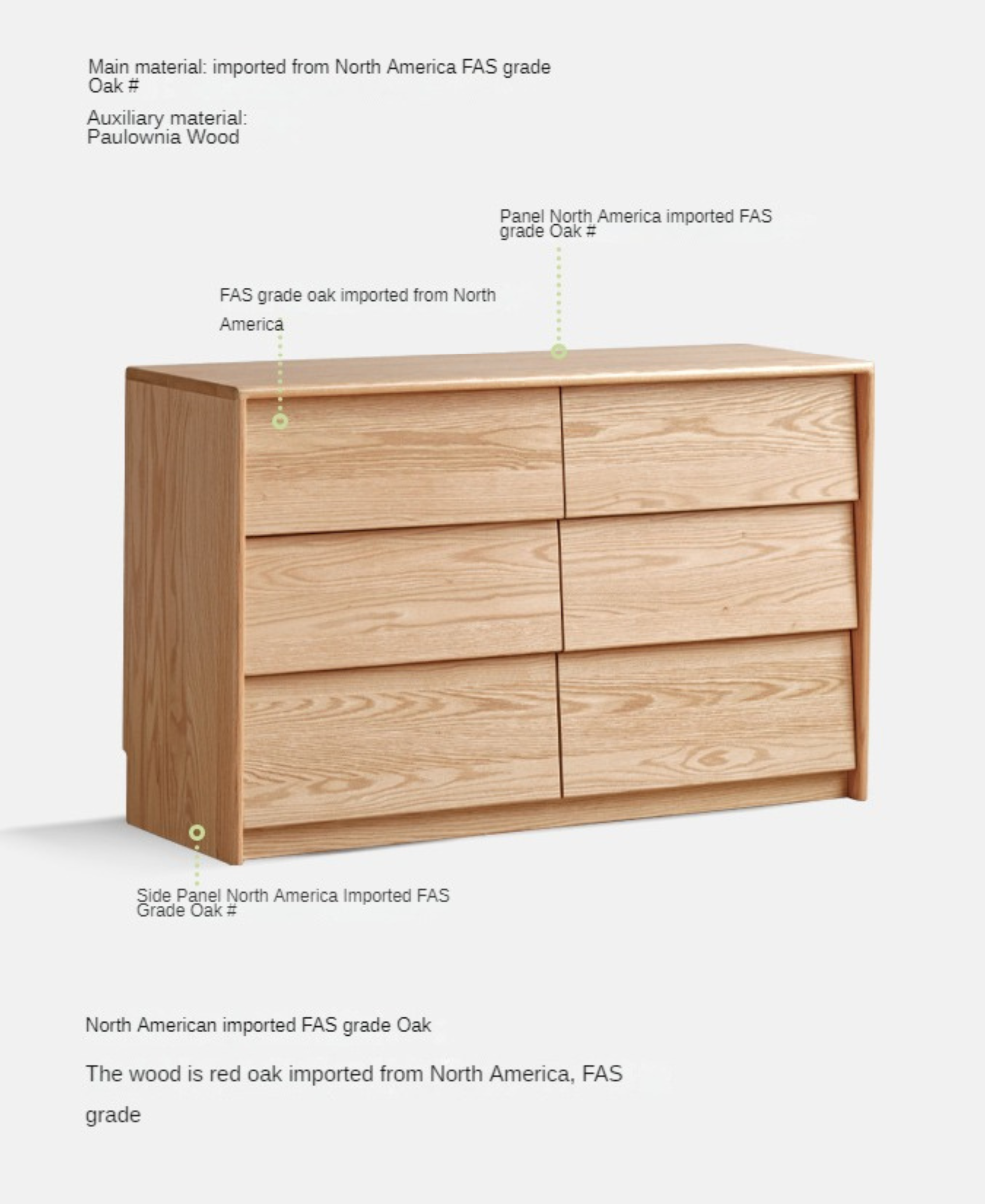 Ash, Oak Solid Wood Slanted Surface Chest of Drawers