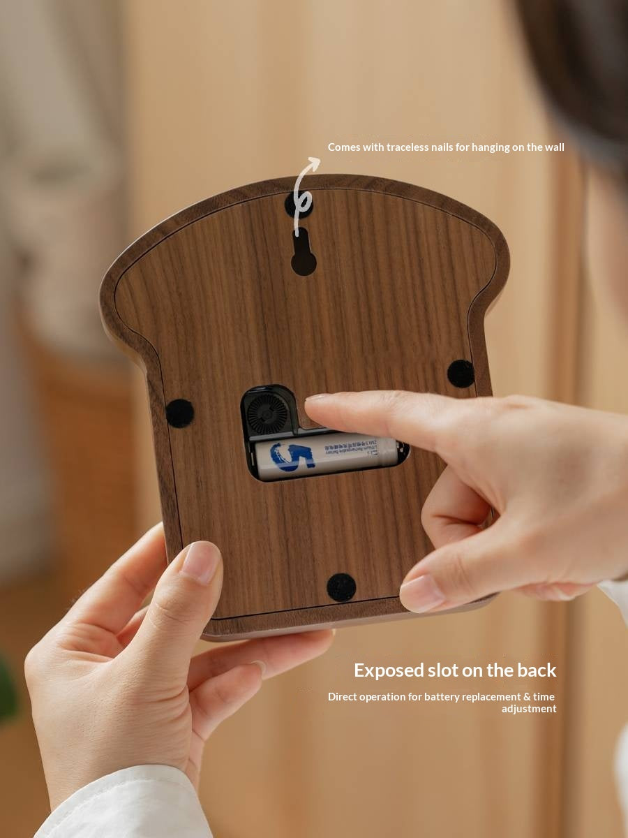 Cherry, Black Walnut Solid Wood Toast Clock Creative