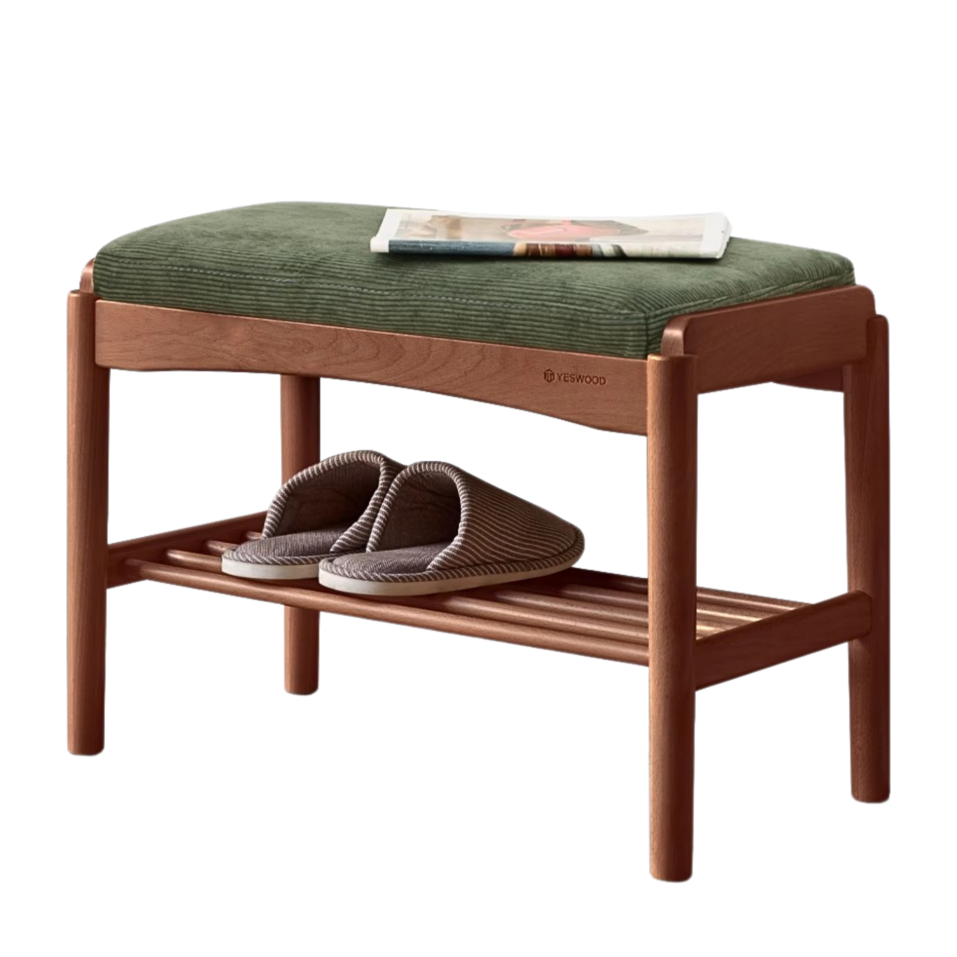Back Walnut, Oak, Beech, Cherry Solid Wood Shoe Storage Bench
