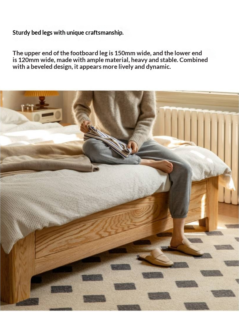 Oak Solid Wood Box Bed — Modern Minimalist Bed