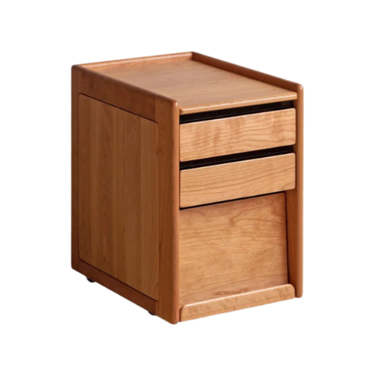 Black Walnut, Oak, Cherry Solid Wood Mobile Nightstand