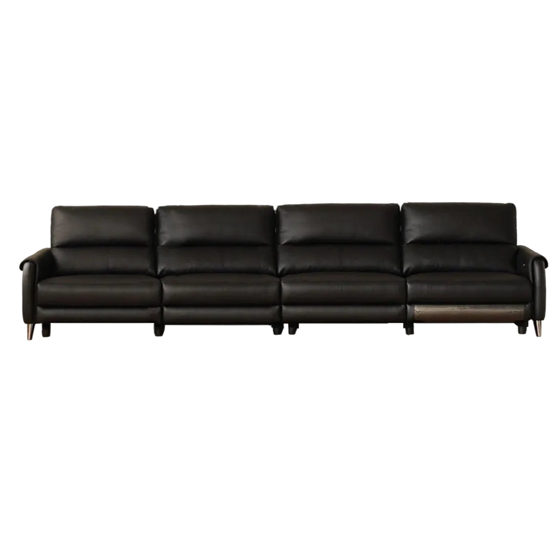Genuine leather zero-wall electric recliner sofa with high backrest, deep cushioned seats