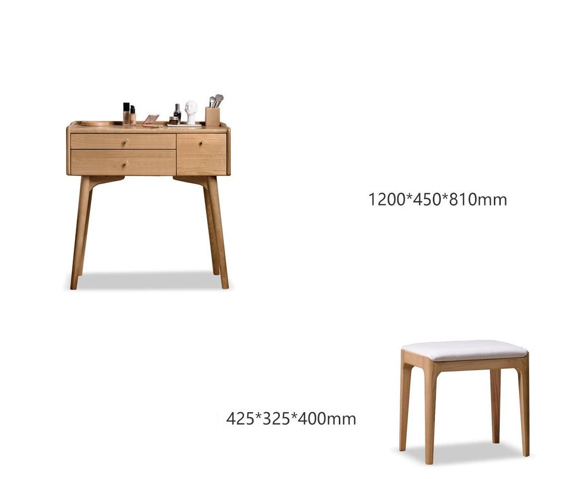 Ash wood dressing table LED makeup mirror"