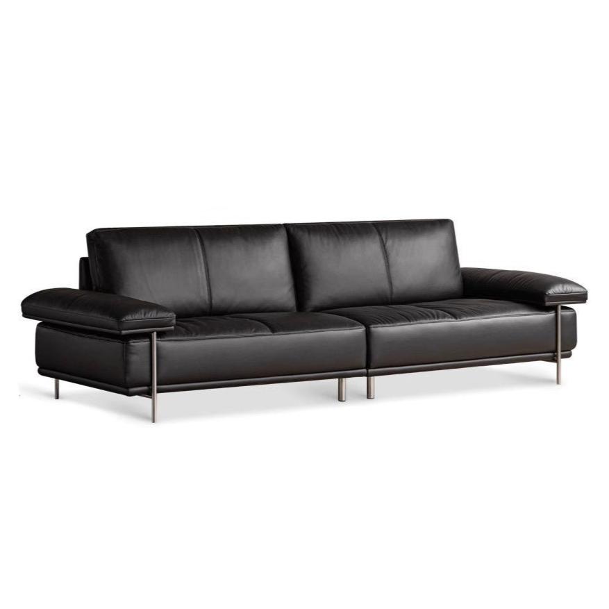 Leather Italian First Layer Yellow Cowhide Straight Sofa.