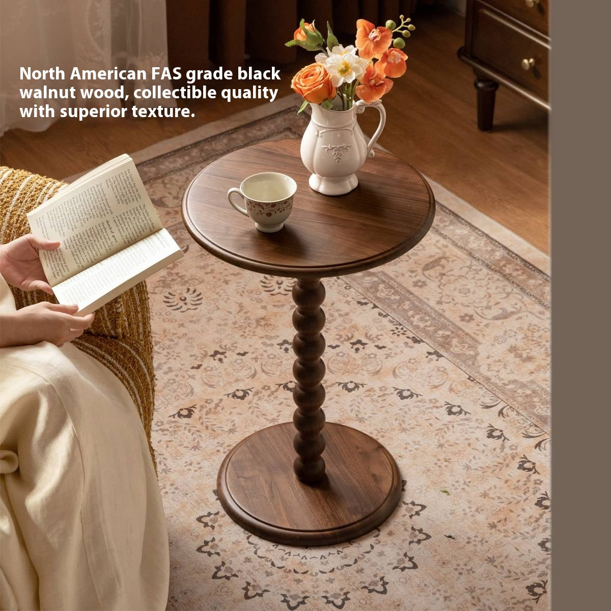 Black Walnut Solid Wood American Retro Style Side Table