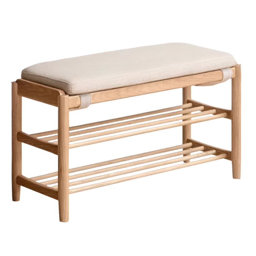 Oak Solid Wood, Solid Rubberwood Modern Shoe Changing Stool
