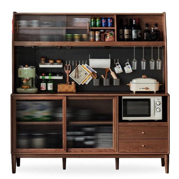Ash Solid Wood Sideboard High Wine Cabinet Buffet
