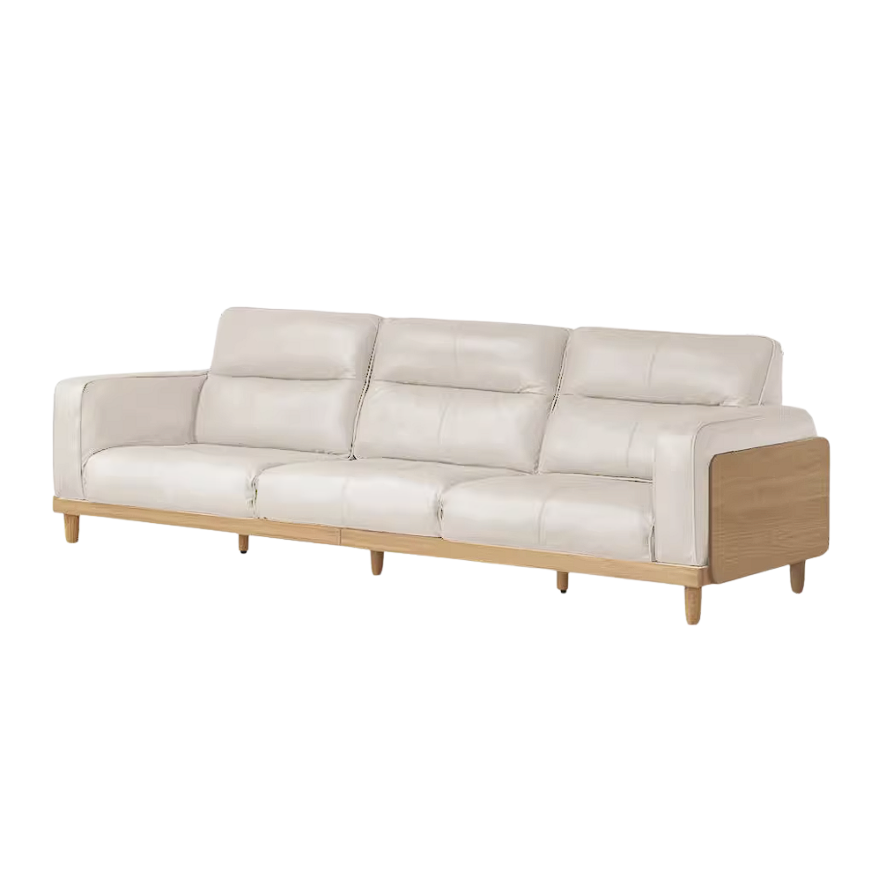 Oak, Ash Solid Wood Sofa with Exposed Wood Frame Arms