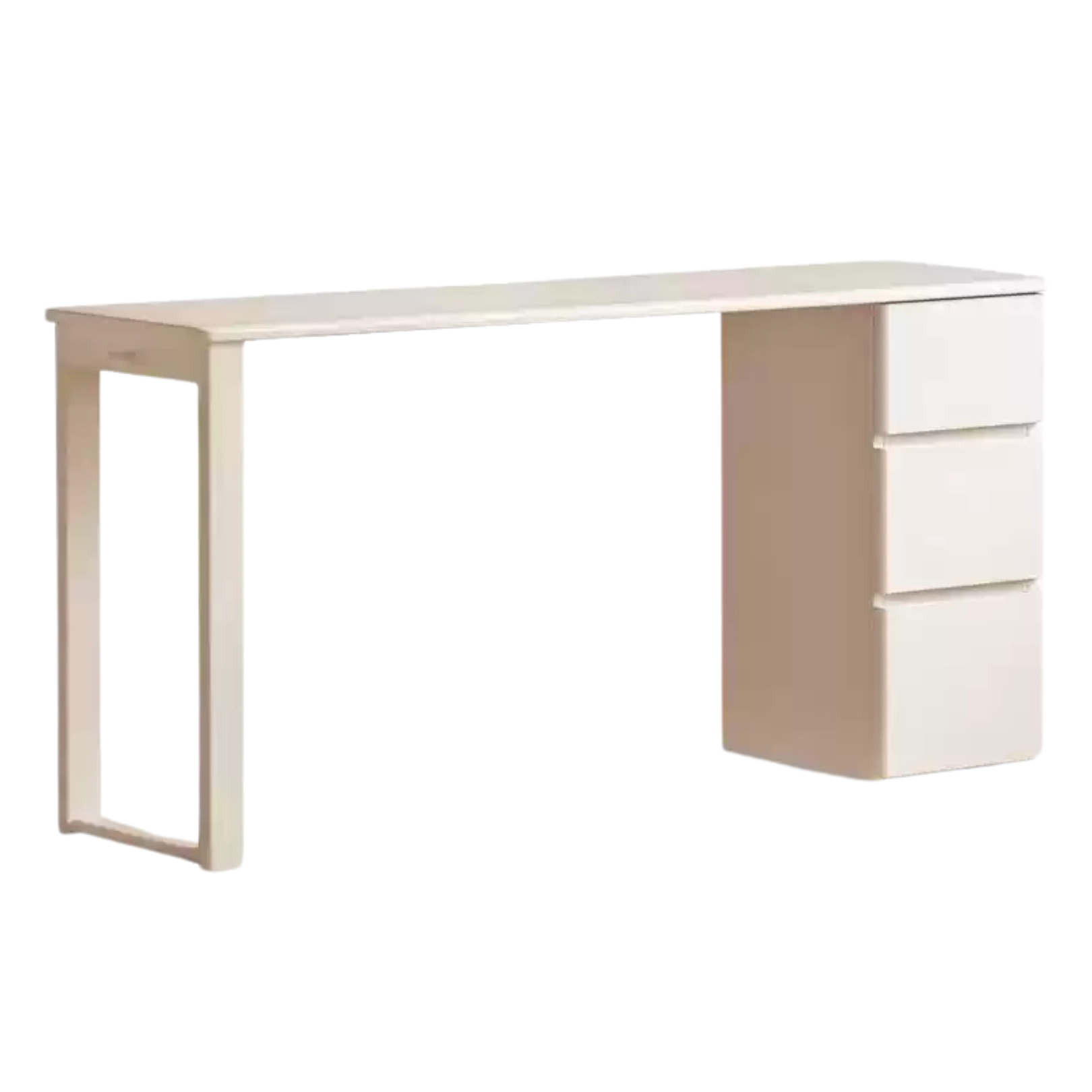 Solid RubberWood Cream Style Single-Leg Desk