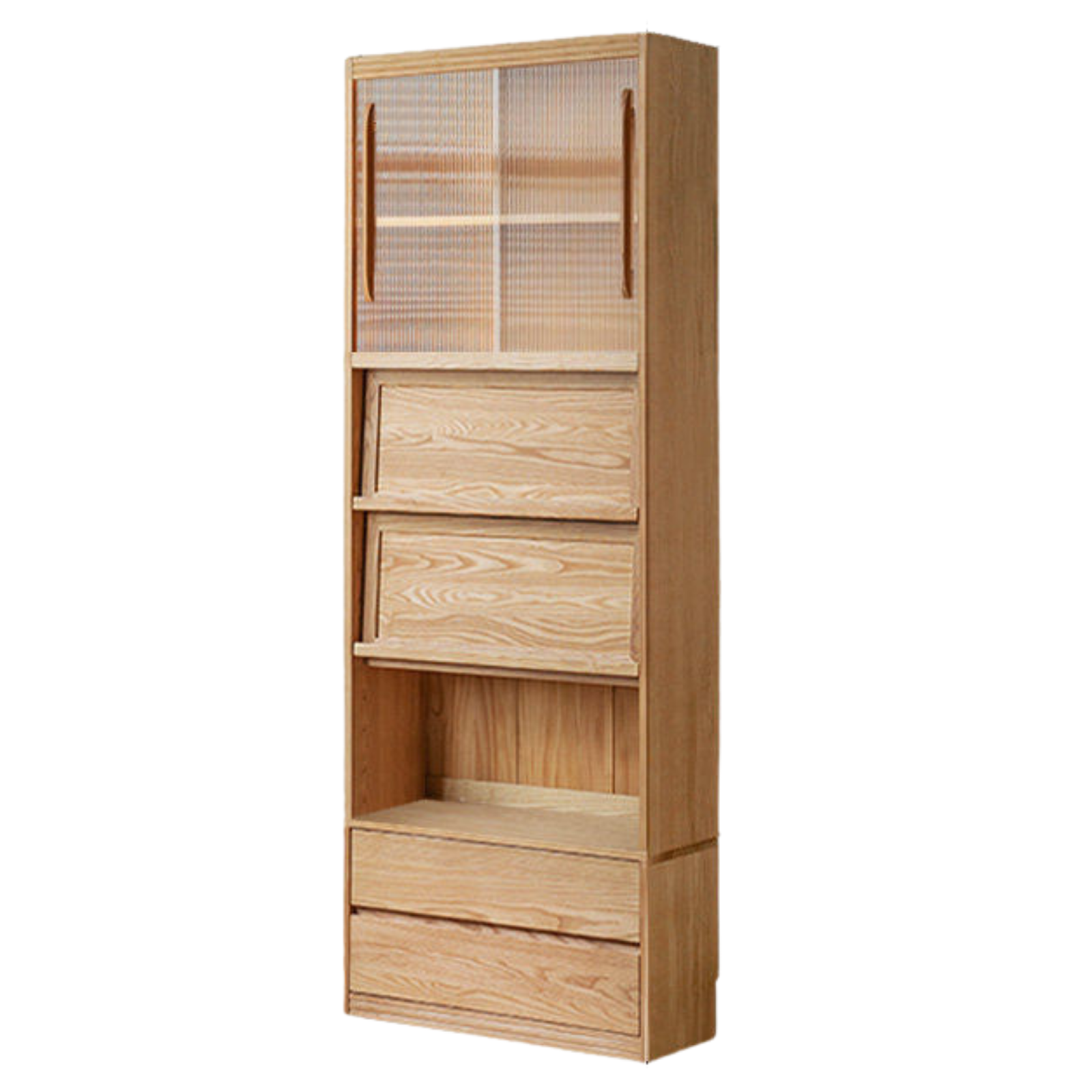 Ash, Oak Solid Wood Modern Combination Bookcase Integrated Card Seat