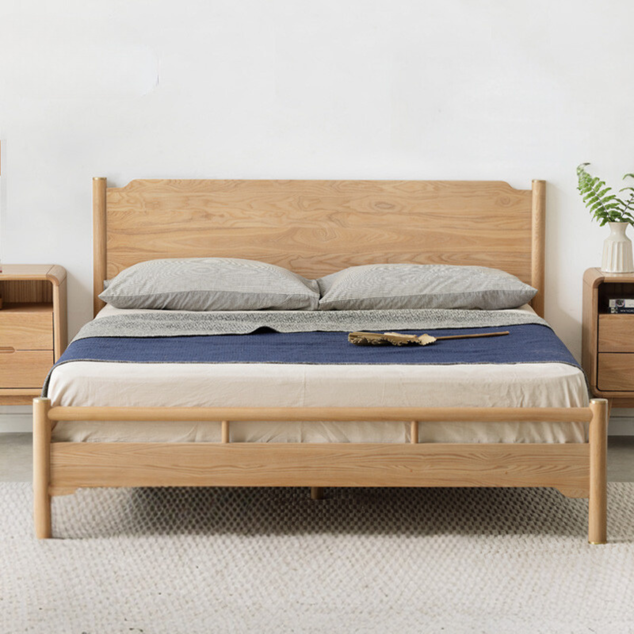 Ash Solid Wood Nordic Simple Modern Bed