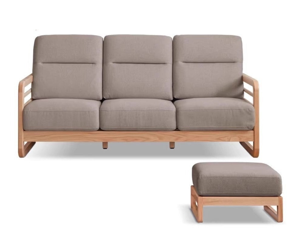Oak Solid Wood Fabric Sofa.