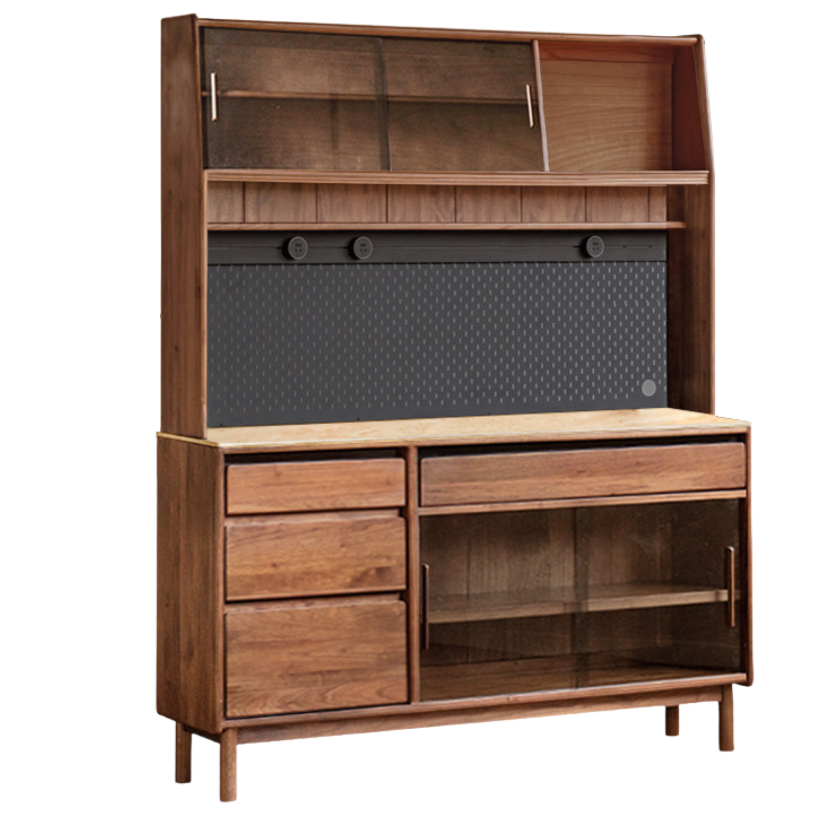 Black Walnut, Sandalwood Solid Wood Light Luxury Rock Plate Sideboard