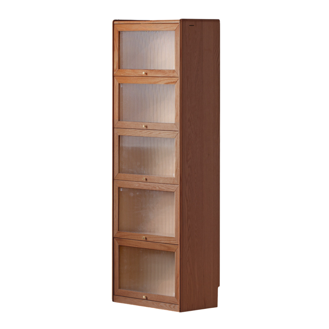 Oak Solid Wood Flip-Up Door Bookcase Combination Cabine