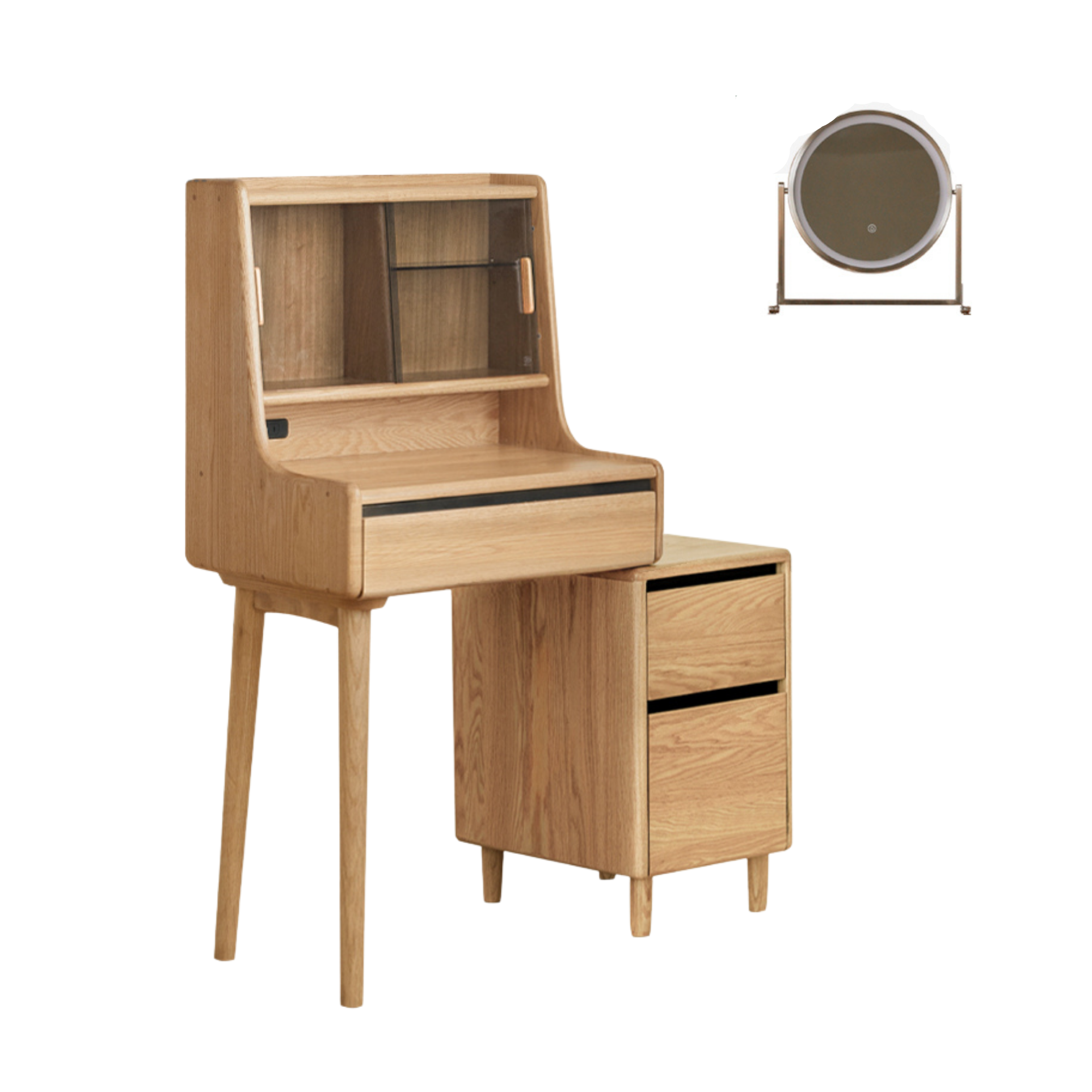 Ash Solid Wood Lighted Vanity Table.