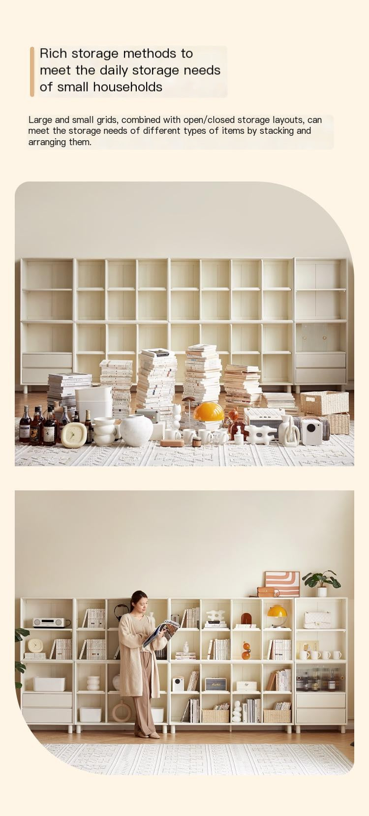 Rubber Solid Wood Modern Bookcase.
