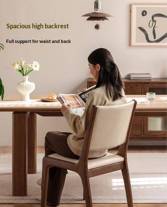 4 pcs - Black Walnut, Oak Solid Wood Dining Chair upholstered