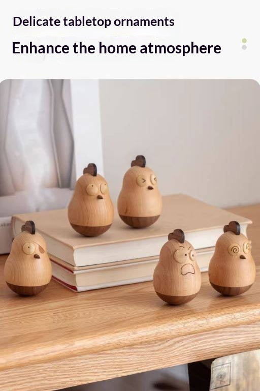 Beech, Black Walnut Solid Wood Tumbler Desk Ornament with Simple Creative Design