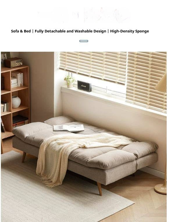 Linen Tufted Convertible Sofa Bed with Splayed Wood Legs