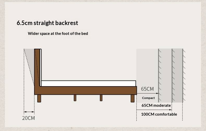 Oak Solid Wood Upholstered Bed — Modern Minimalist Design with Flush Edges