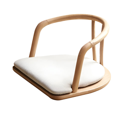 Ash Solid Wood Backrest Legless Low Tatami Chair
