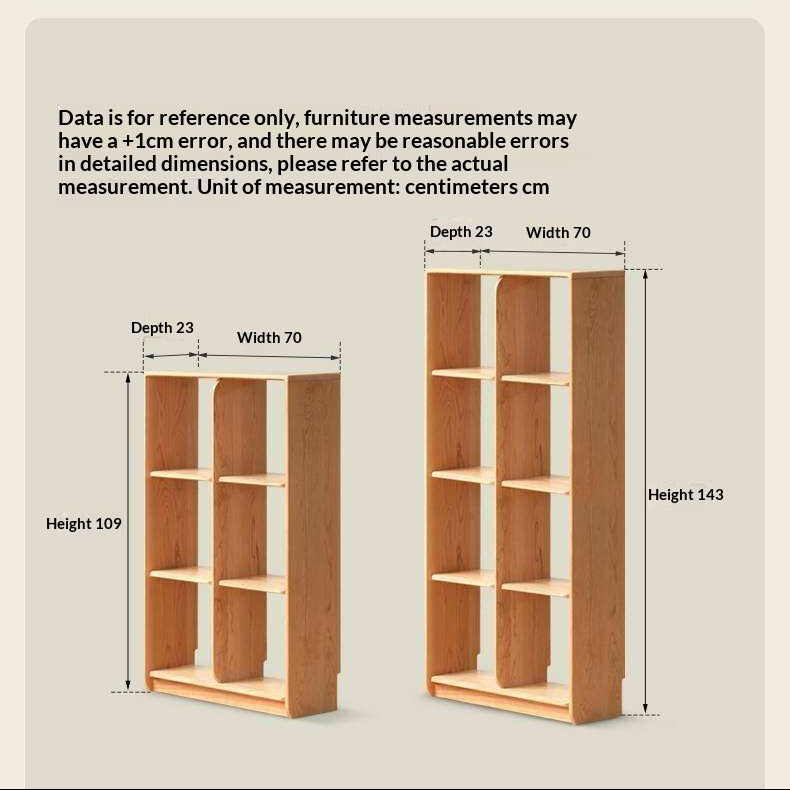 Cherry Solid Wood Freely Combinable Bookshelf with Floor-Standing Grid Design