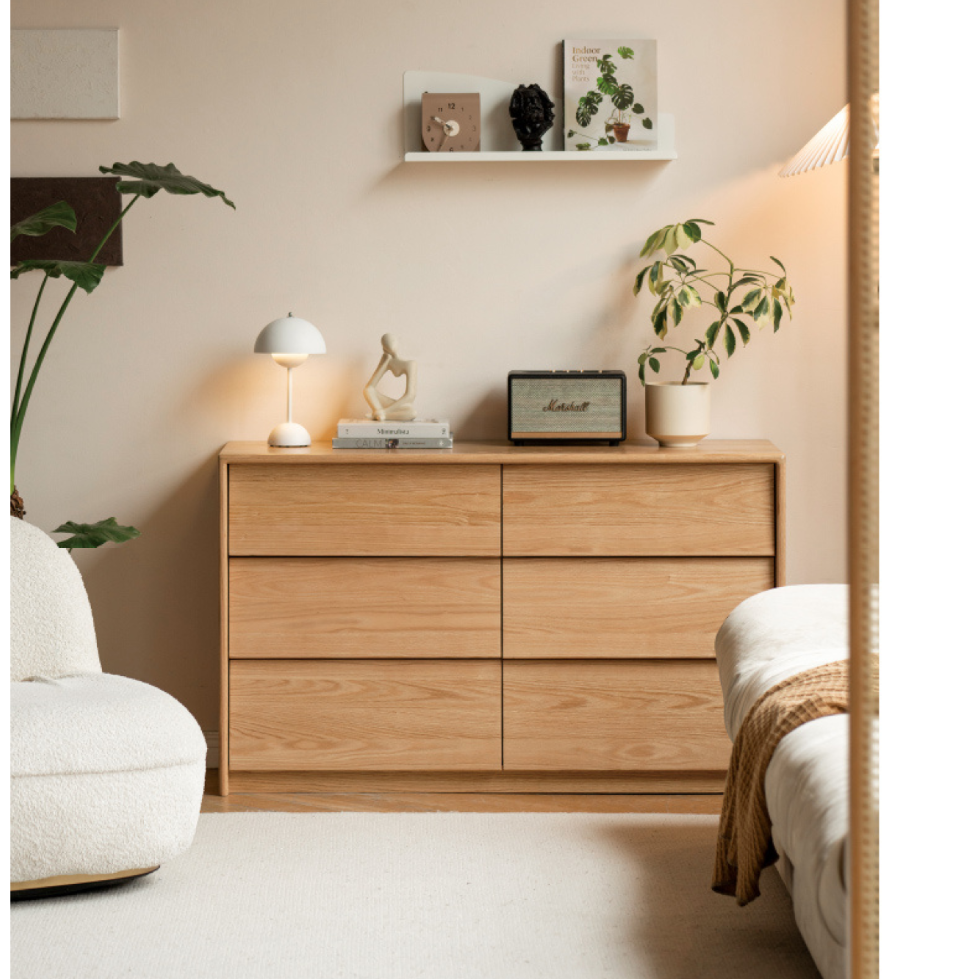 Ash, Oak Solid Wood Slanted Surface Chest of Drawers