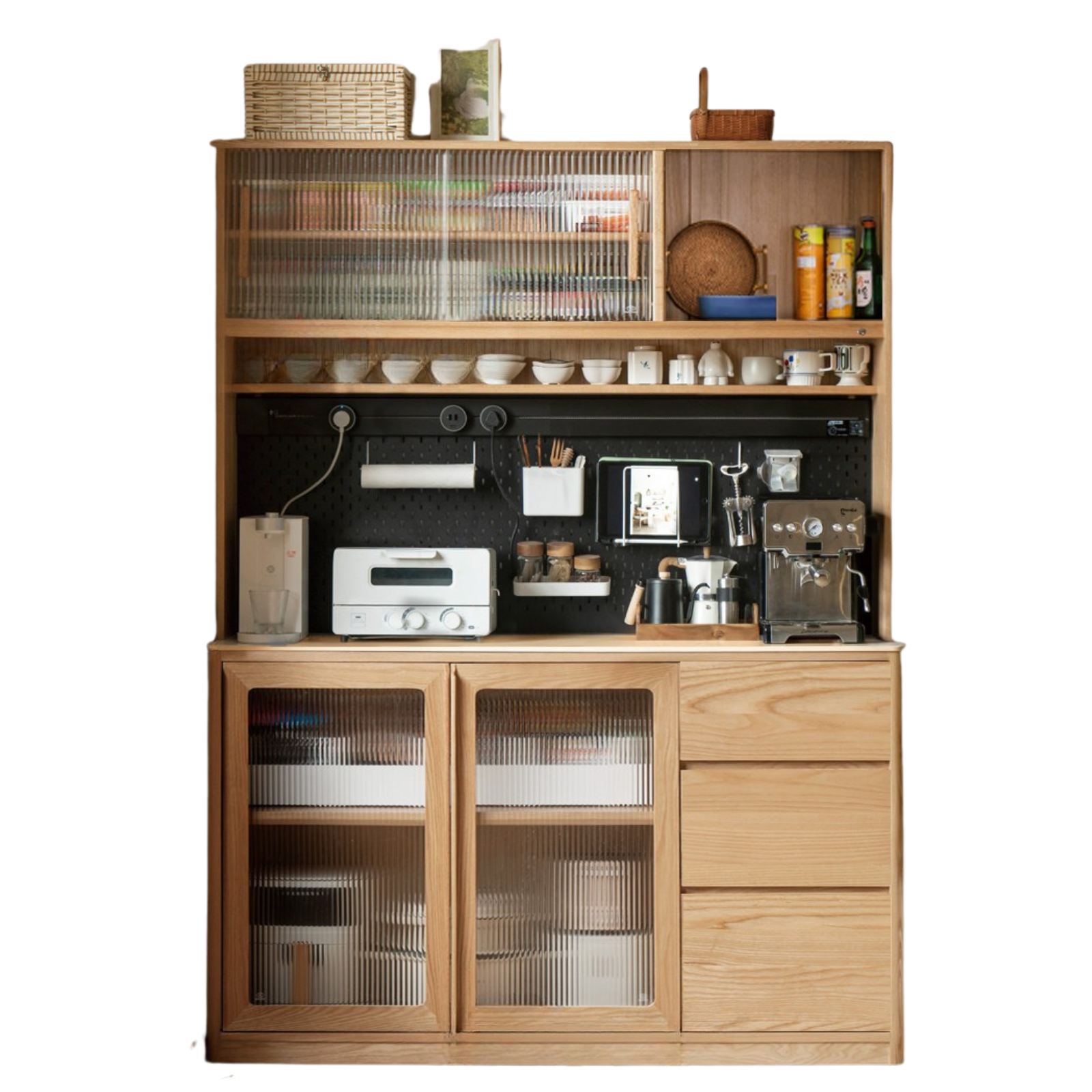 Ash Solid Wood White Wax Rock Plate Sideboard