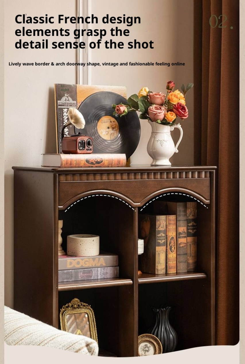 Poplar Solid Wood French Retro Side Cabinet