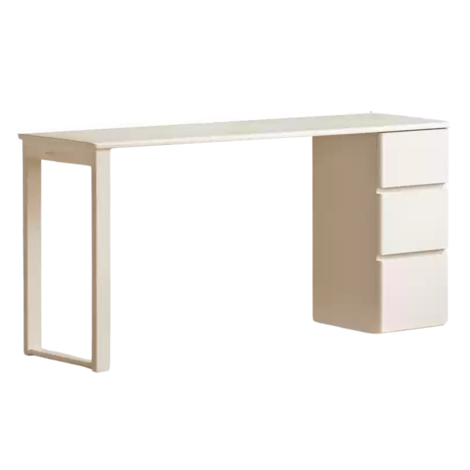 Solid RubberWood Cream Style Single-Leg Desk
