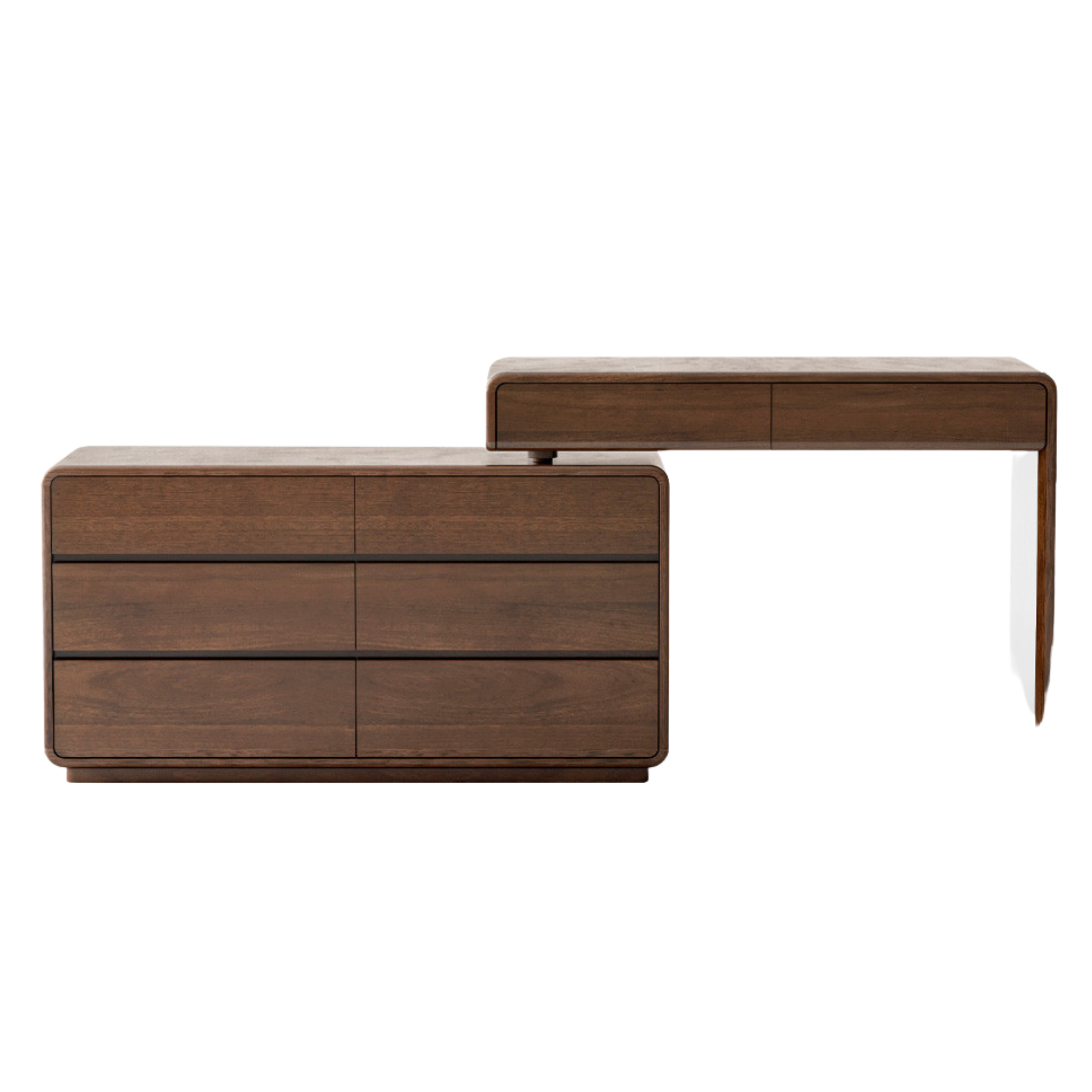 Black Walnut, Sandalwood Solid Wood Dressing Table Chest Of Drawers