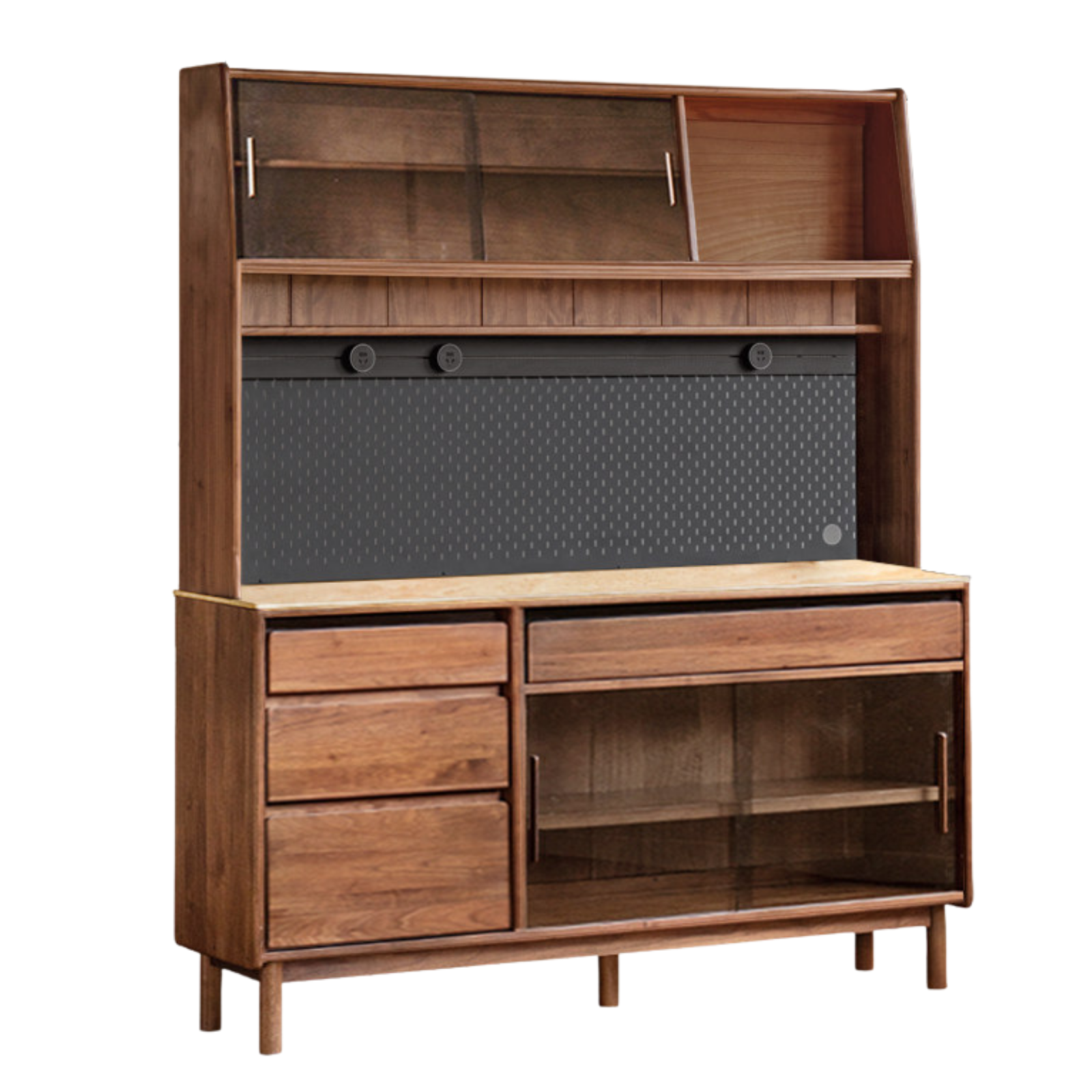 Black Walnut, Sandalwood Solid Wood Light Luxury Rock Plate Sideboard