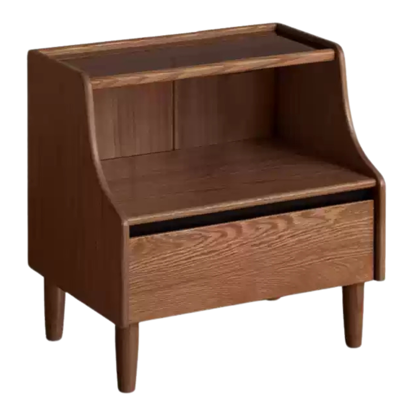 Oak Solid Wood, Solid Rubberwood Glass Nightstand