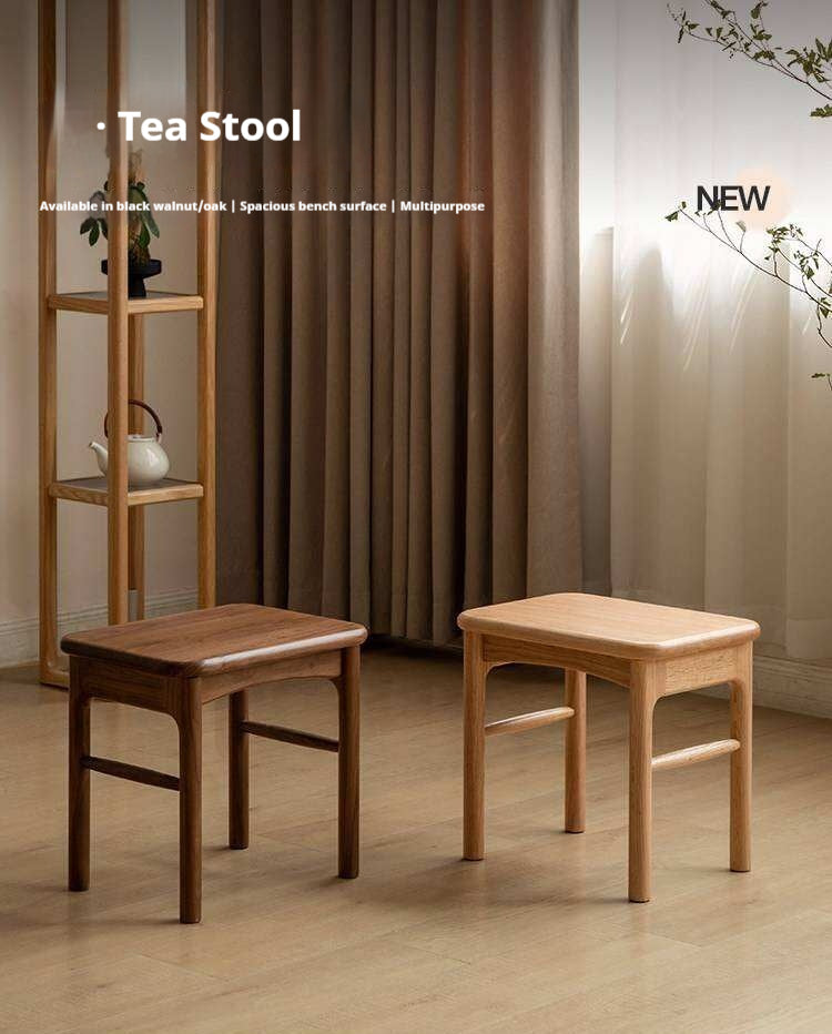 Black Walnut, Oak Solid Wood Tea Stool, Long Stool