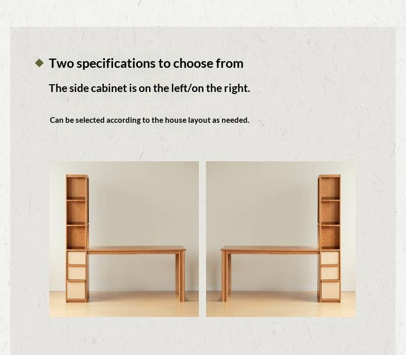 Cherry Solid Wood Office Desk with Integrated Bookshelf