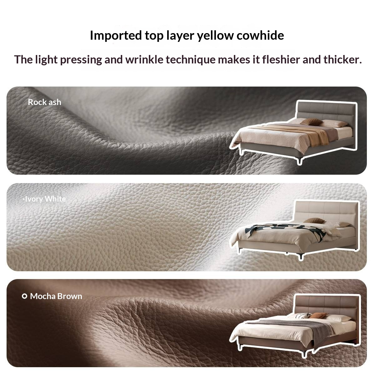 Luxury Genuine Leather Modern Minimalist Bed